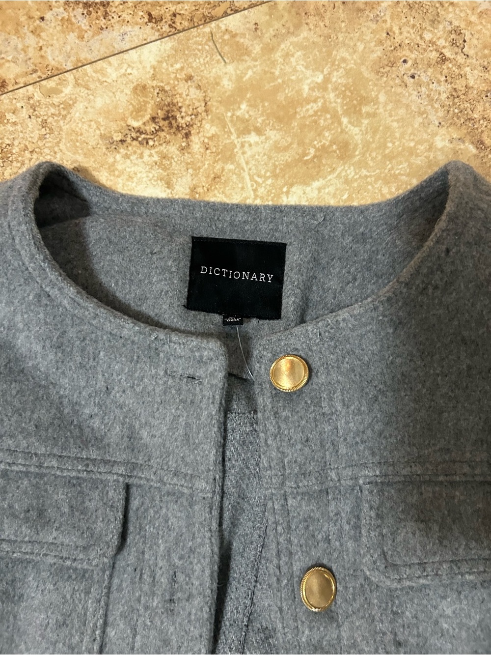 Dictionary Gray Button-Front Jacket - Picture 2 of 7